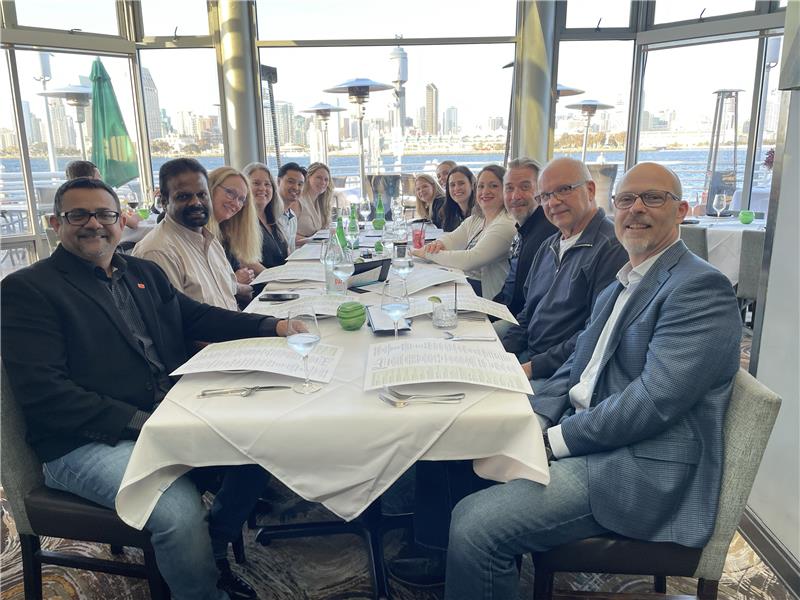 Group photo at table